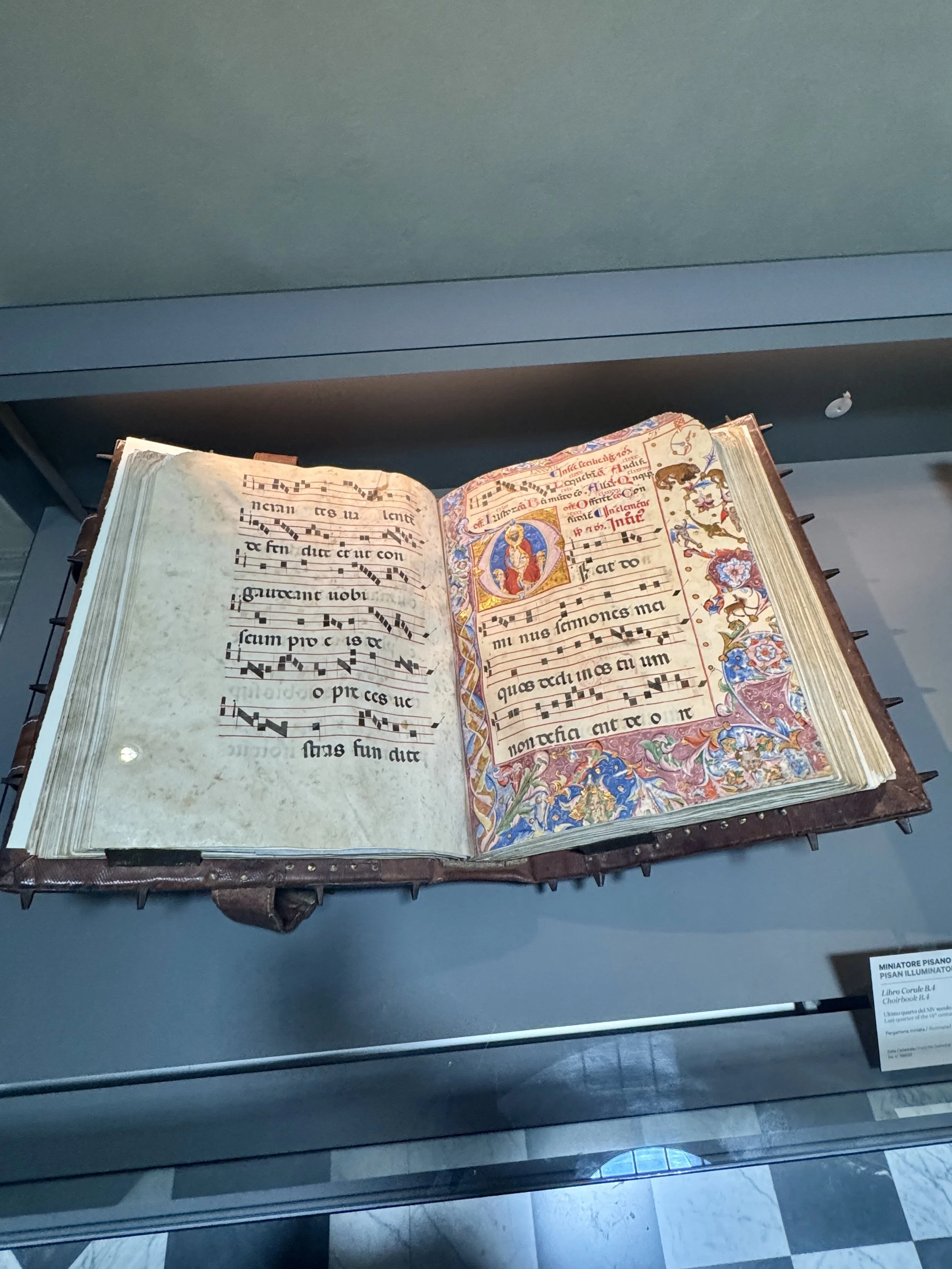 Illuminated medieval choir book displayed at Pisa’s Duomo Museum