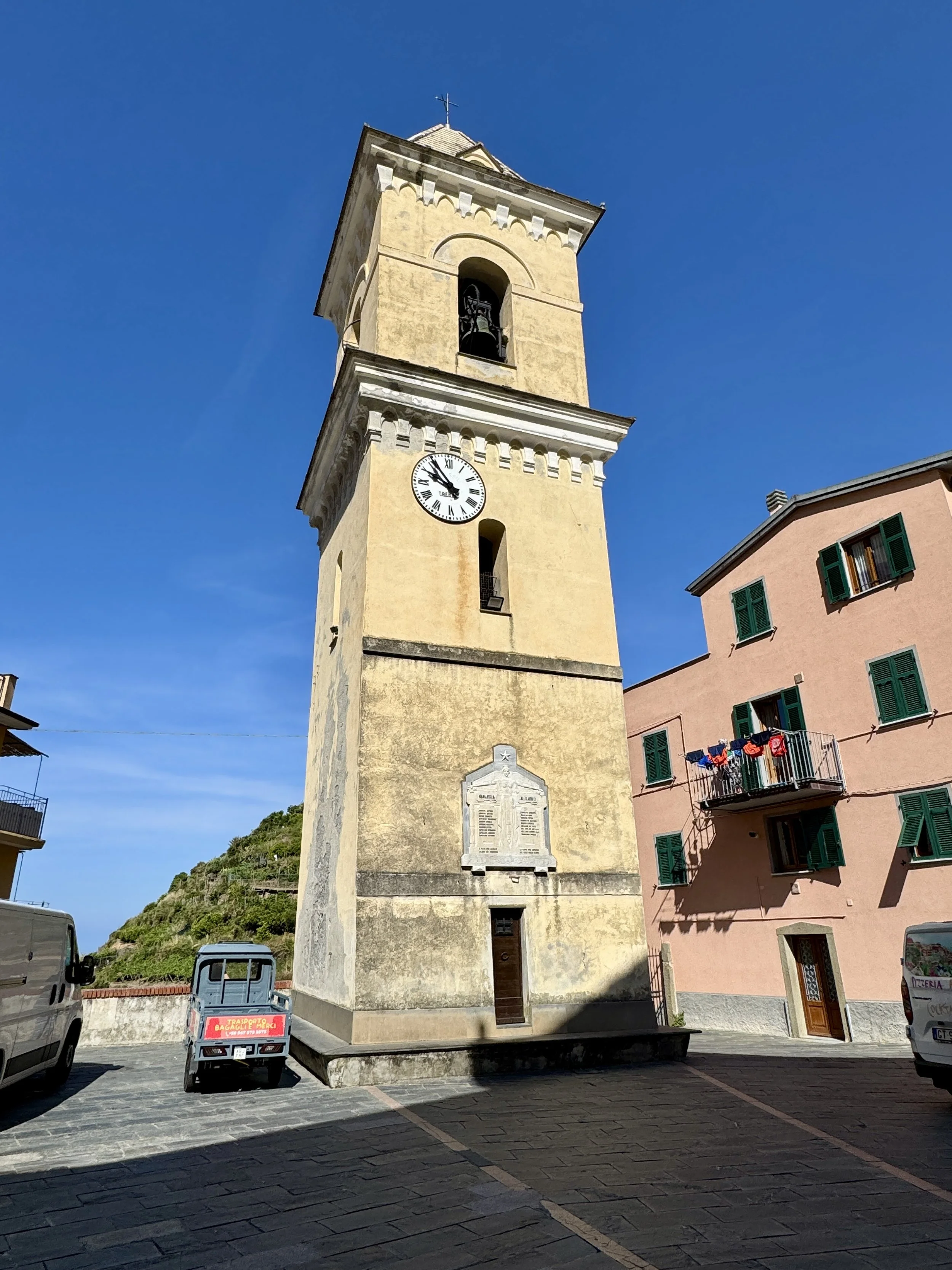 Church bell tower in Manarola
