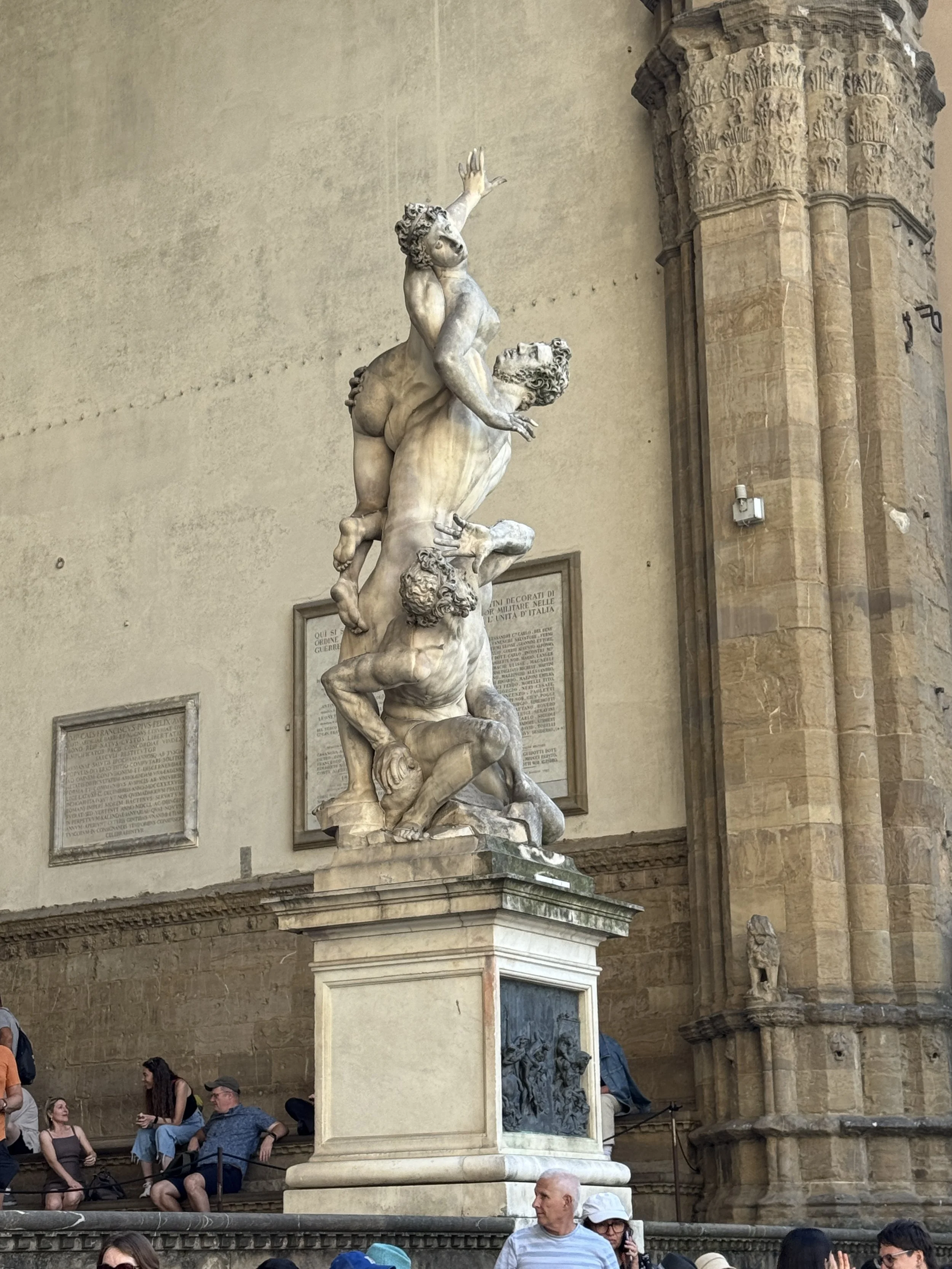 Marble Renaissance sculpture displayed in a niche in Florence.