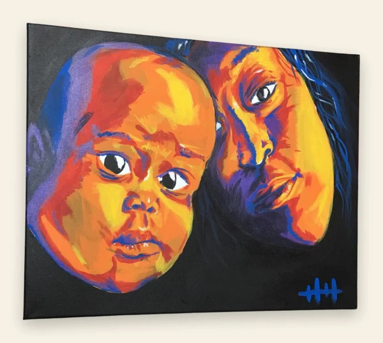 Painting of a mother holding her baby