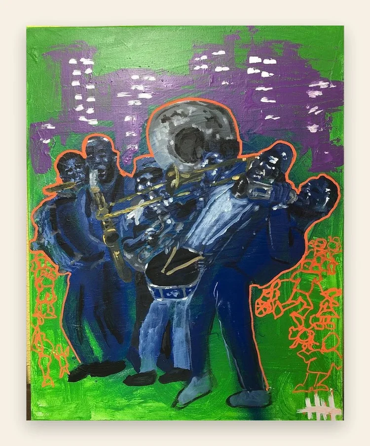 Painting of a brass band