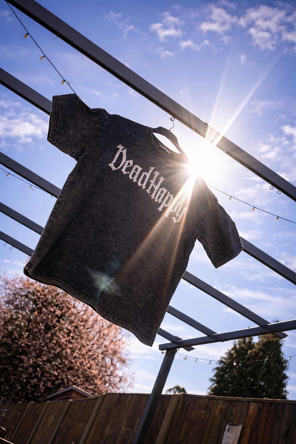 DeadHappy tee in sunlight