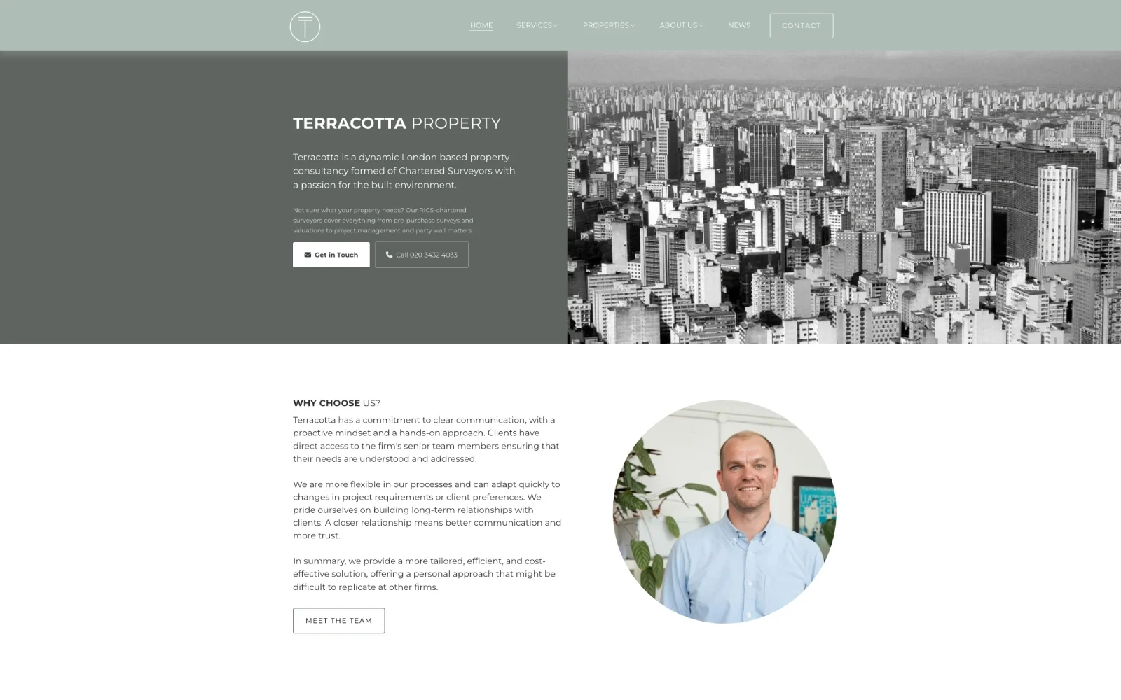 Terracotta Property Limited website homepage. Custom Squarespace rebuild and ongoing SEO optimisation by AUSTIN_SPACE, Worcester web designer