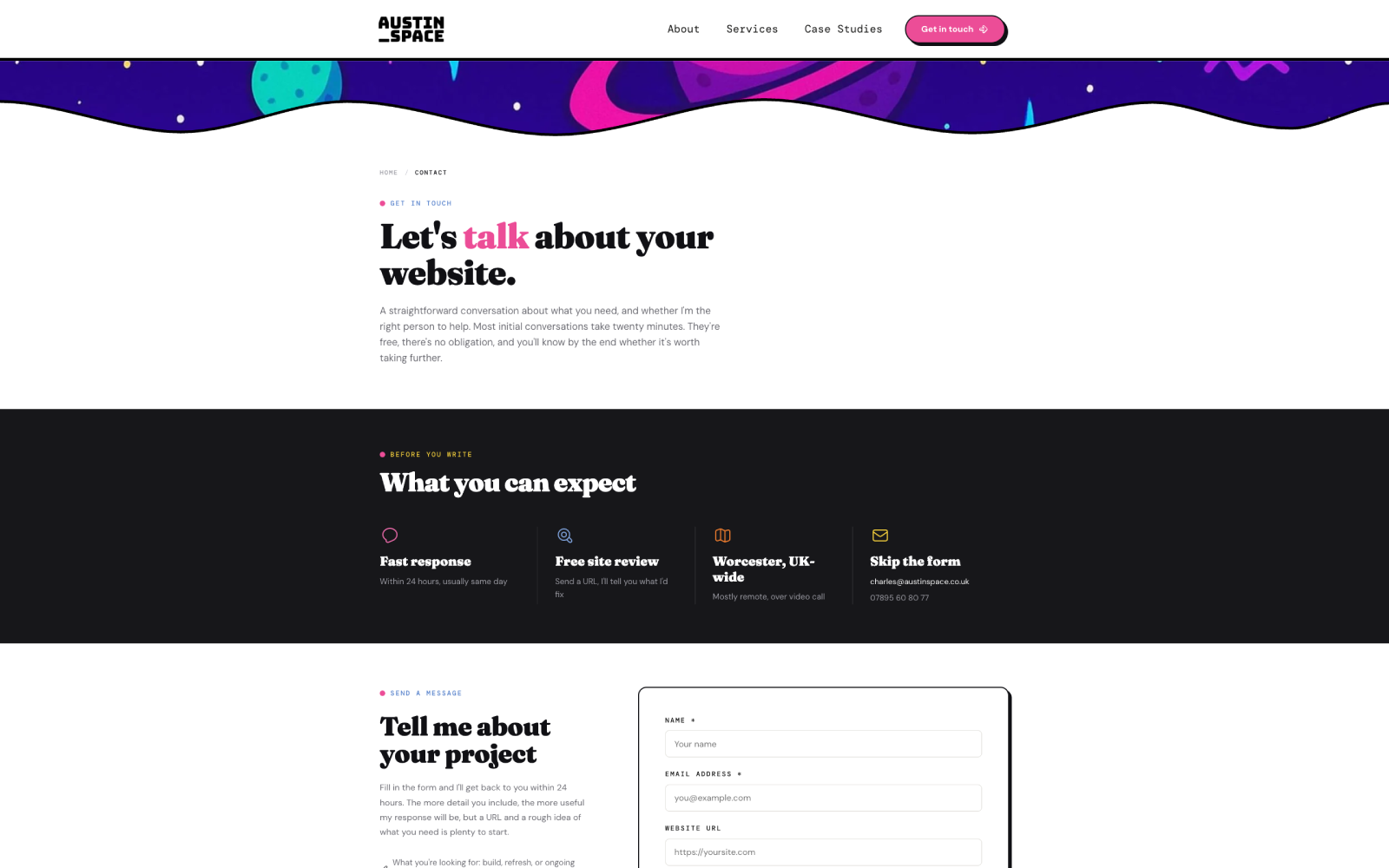 AUSTIN_SPACE contact page
