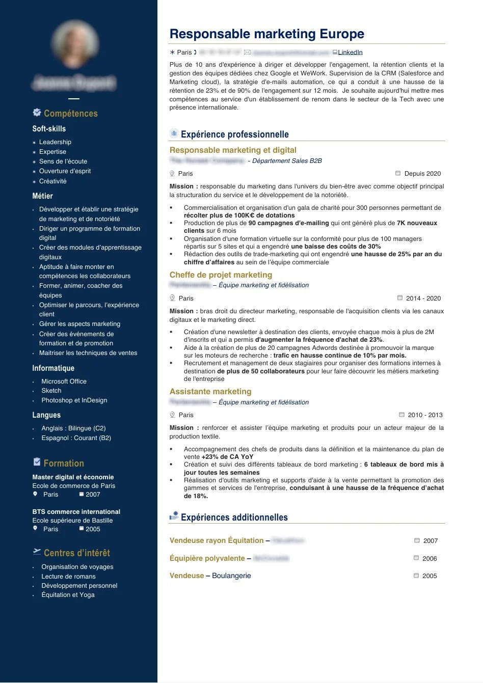 CV après