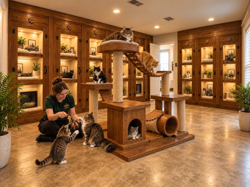 Concept rendering of Playtime with a Bark Ranger in the cat play room