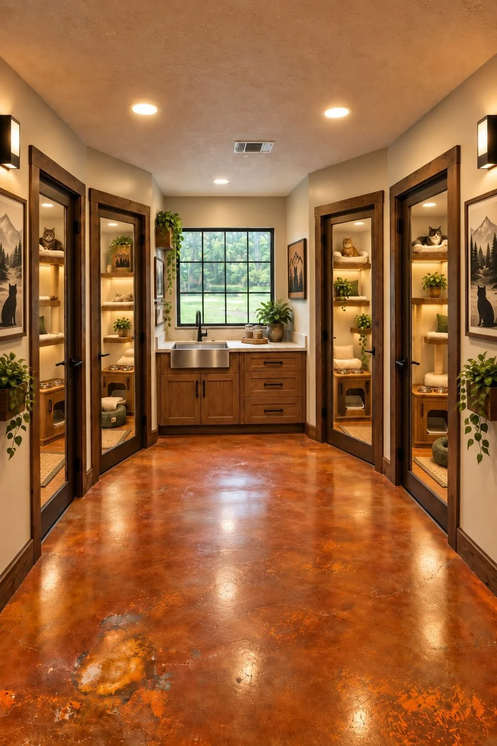 Cat room with four VIP cat condos at Barks & Wildlife Retreat in Spring, TX