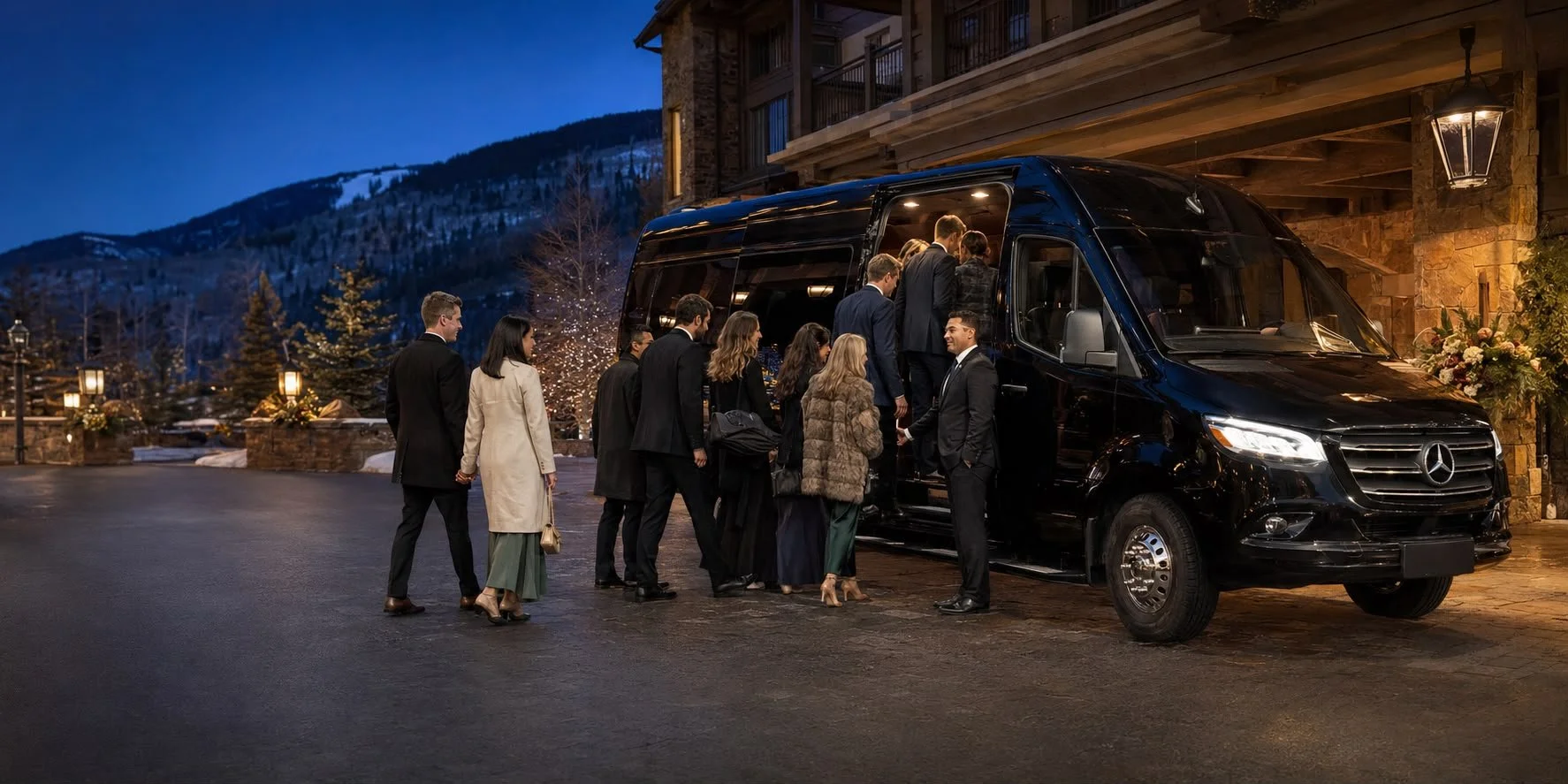 Mercedes-Benz Sprinter wedding transportation in Colorado