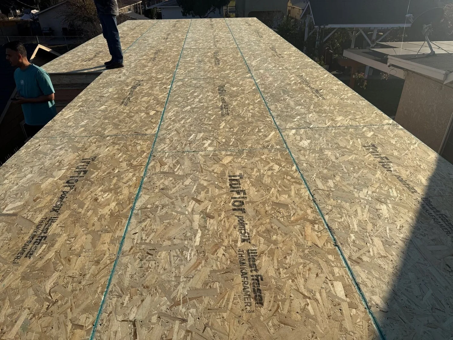 Second-story floor sheathing — custom home, Fresno, CA