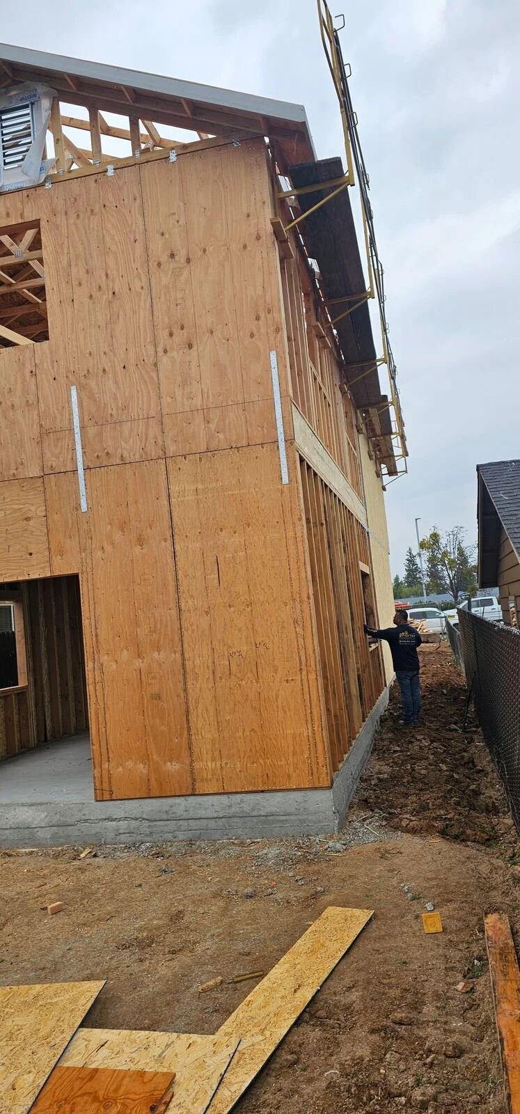 Exterior wall sheathing on a two-story custom home — Fresno, CA