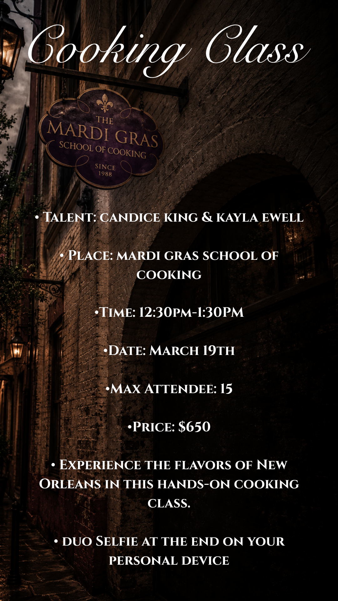 Cooking Class at Mardi Gras School of Cooking
