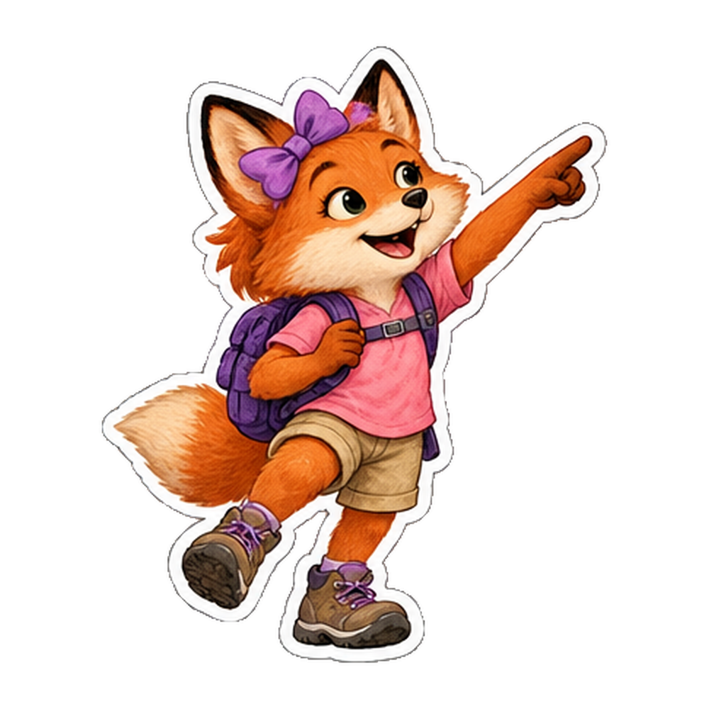 Emily Fox pointing toward the next adventure