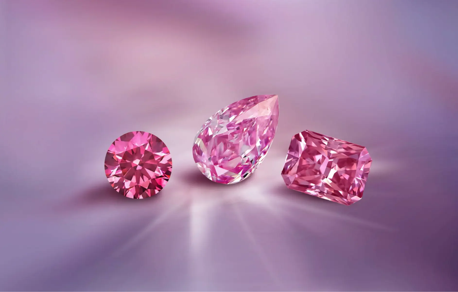 Natural pink diamond shown in close detail