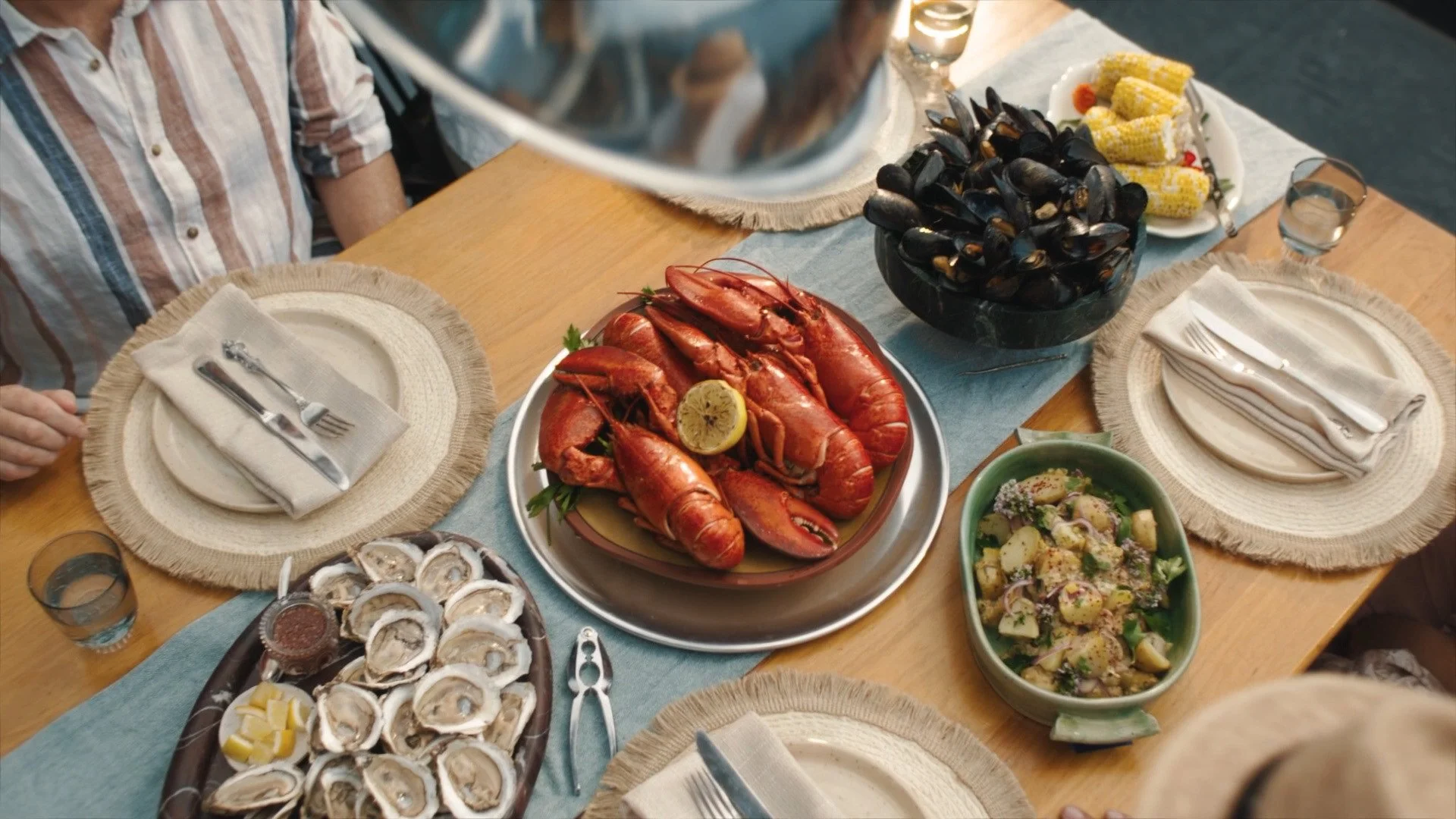 Seafood dinner platter featured in Prince Edward Island from tourism commercial