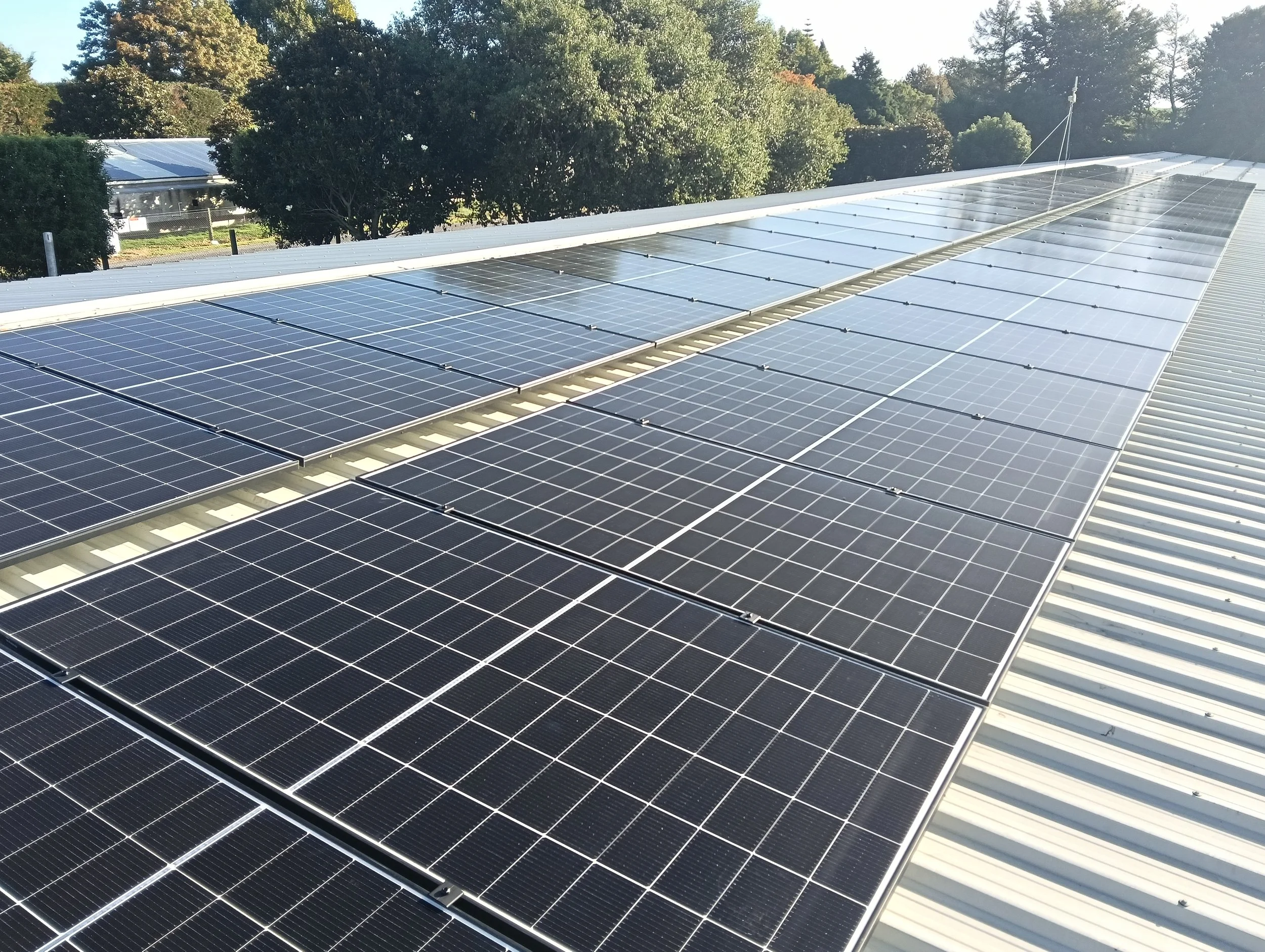 Solar panel installation on roof