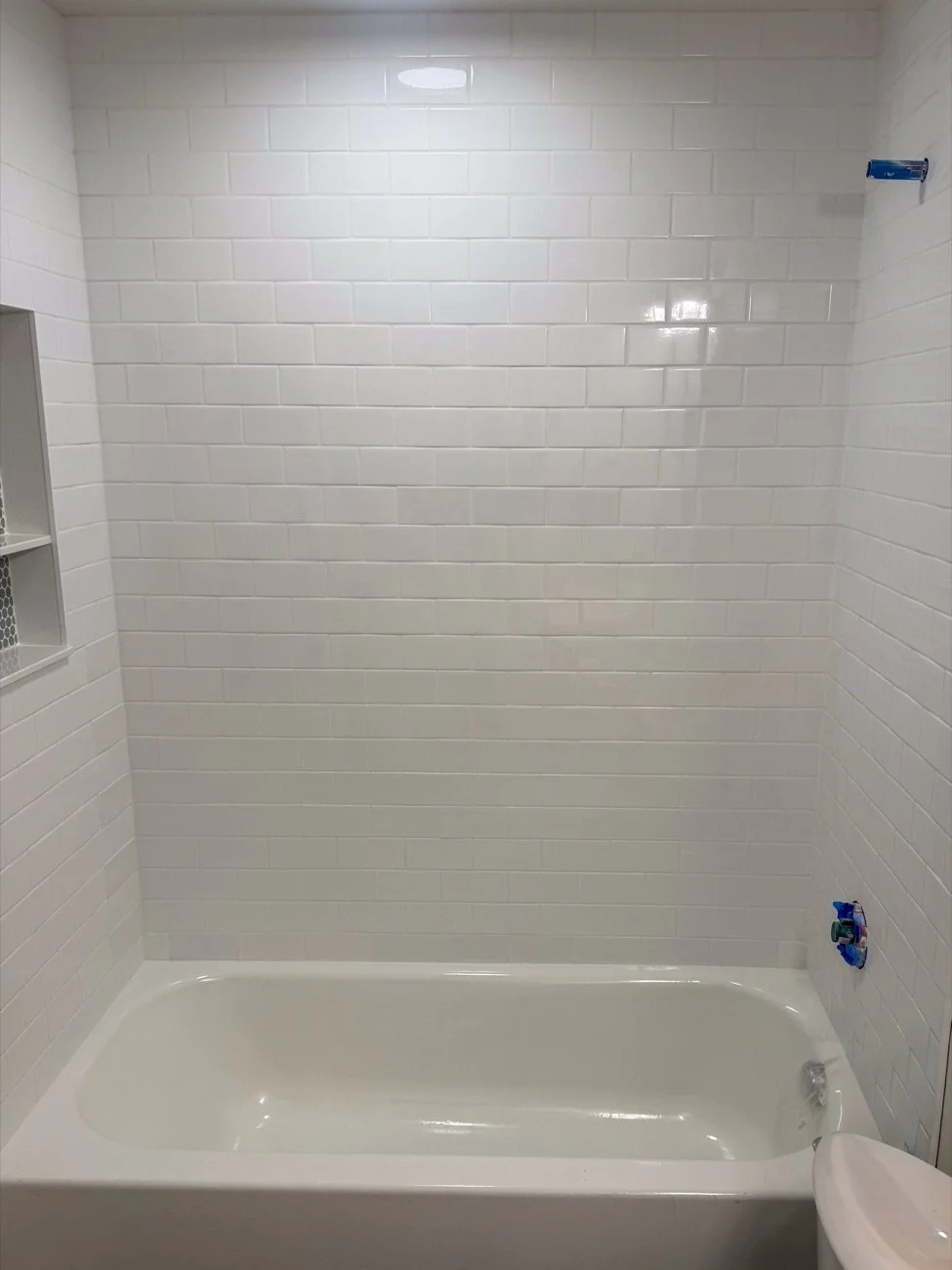 Subway tile tub bathroom in Cache Valley, Utah