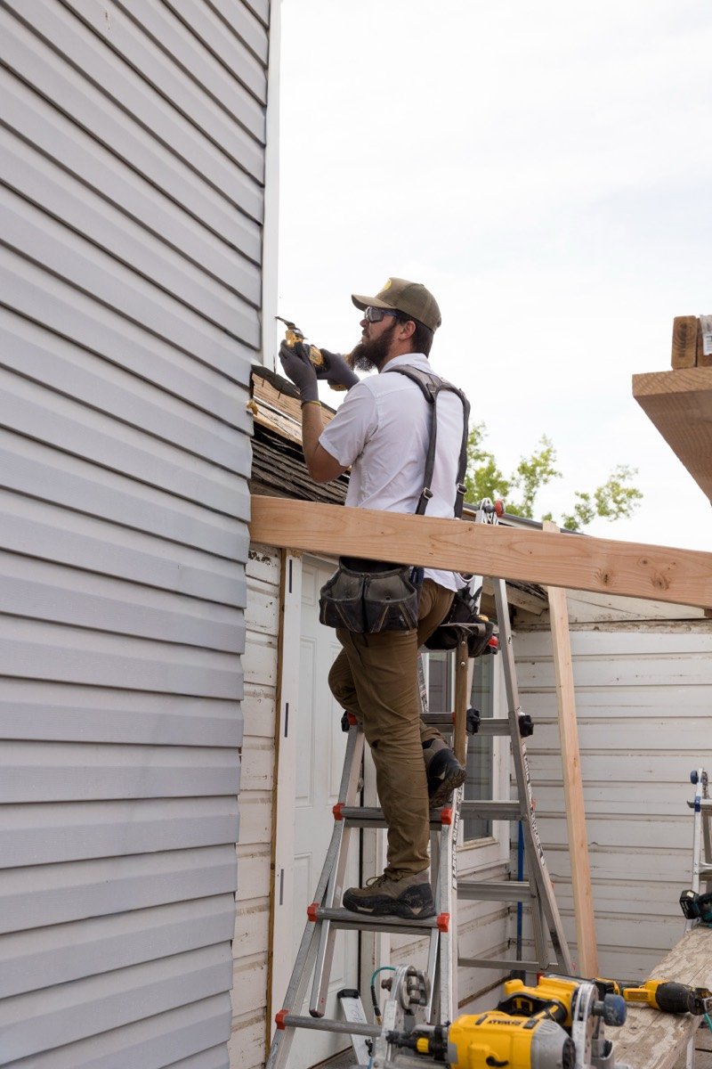Siding going up on a Cache Valley home