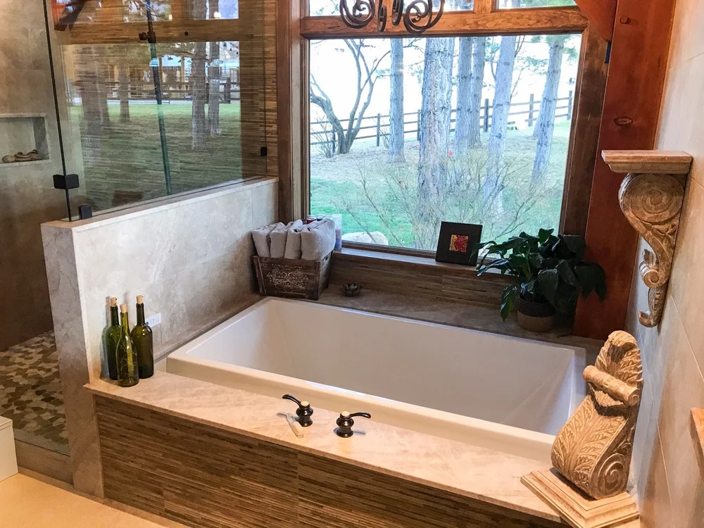 Soaking tub in a custom Cache Valley bathroom
