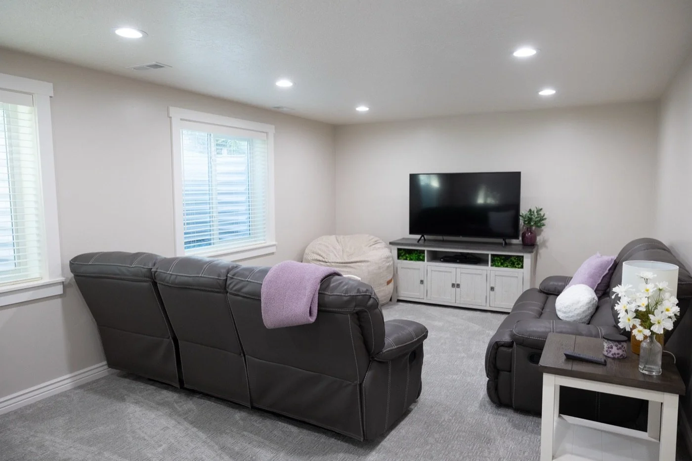 A finished basement by Corbridge Construction