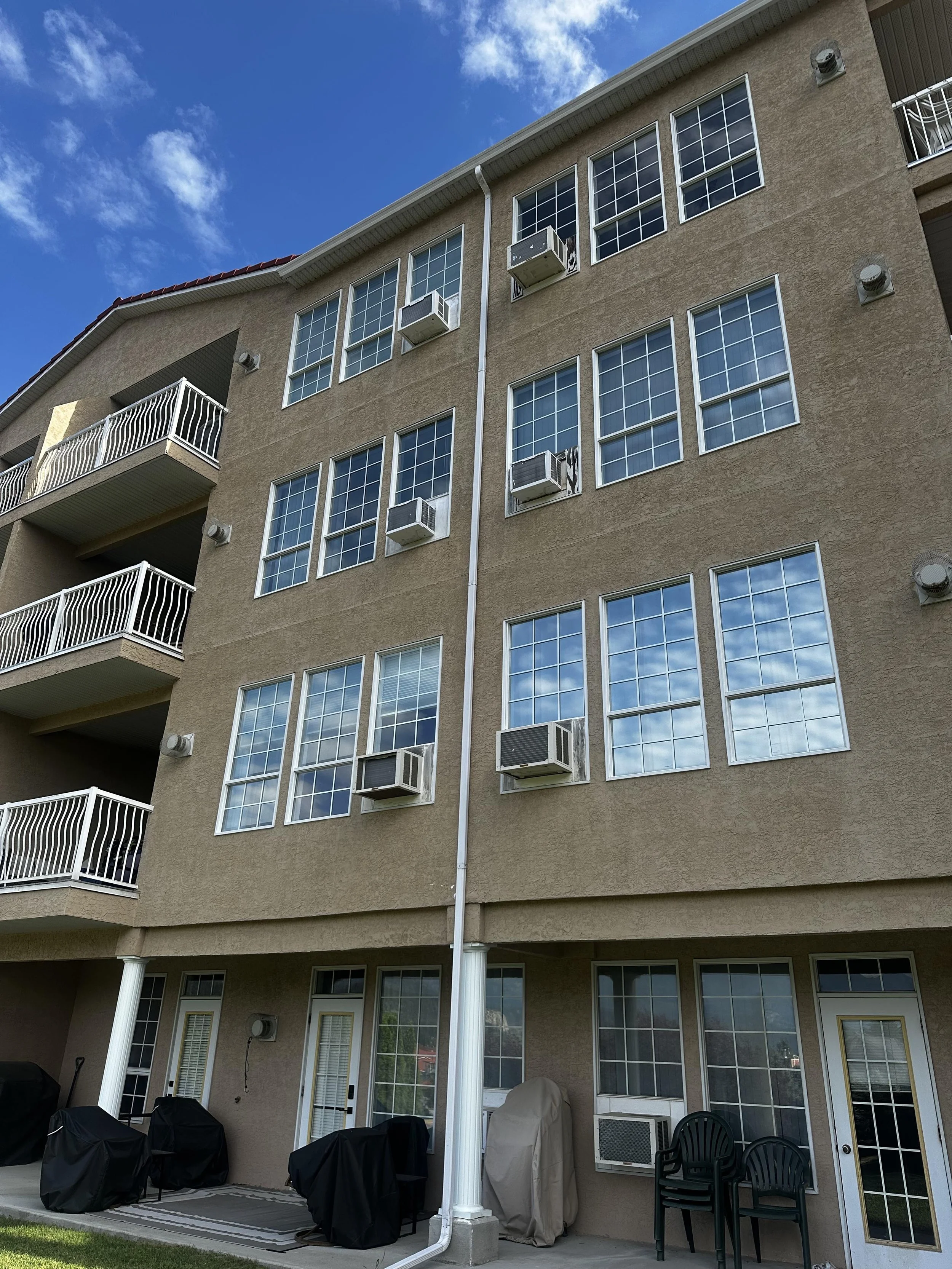 Commercial strata window cleaning at Mountain View Villas in Fairmont Hot Springs British Columbia