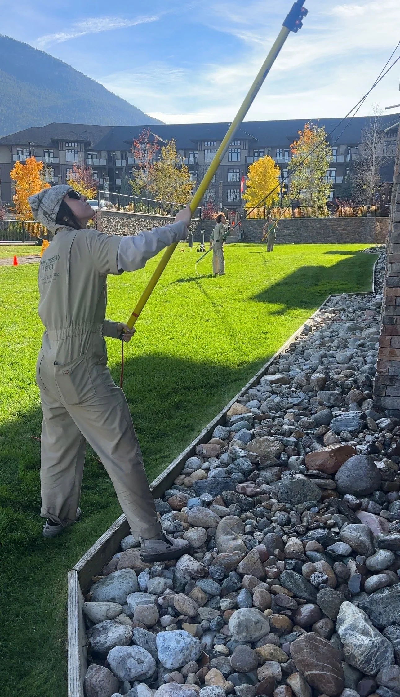 Valley Shiners commercial window-cleaning crew working together at Copper Point Resort