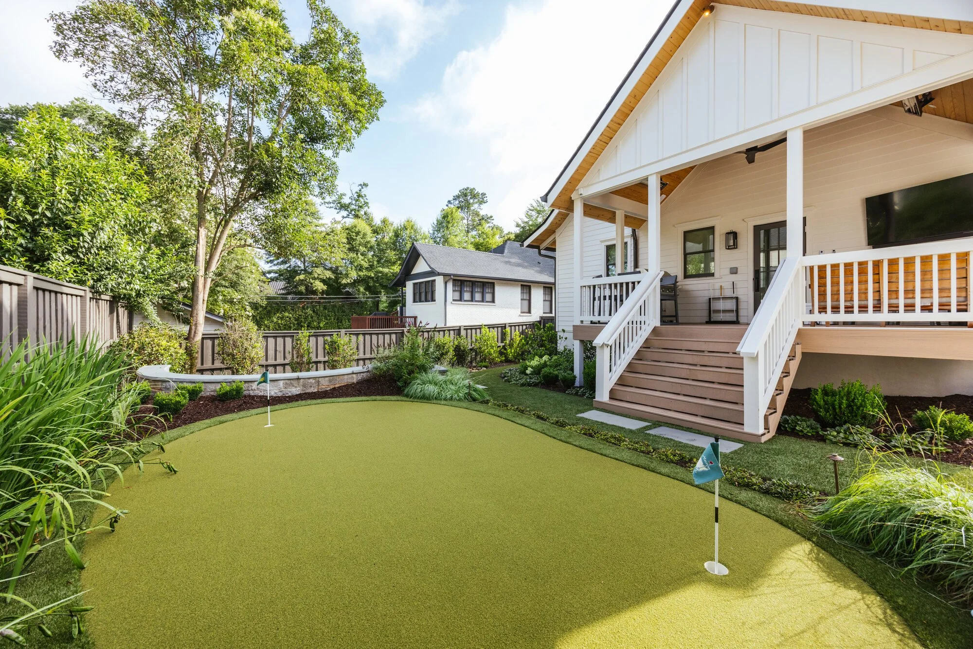 Putting green connecting to the rear porch