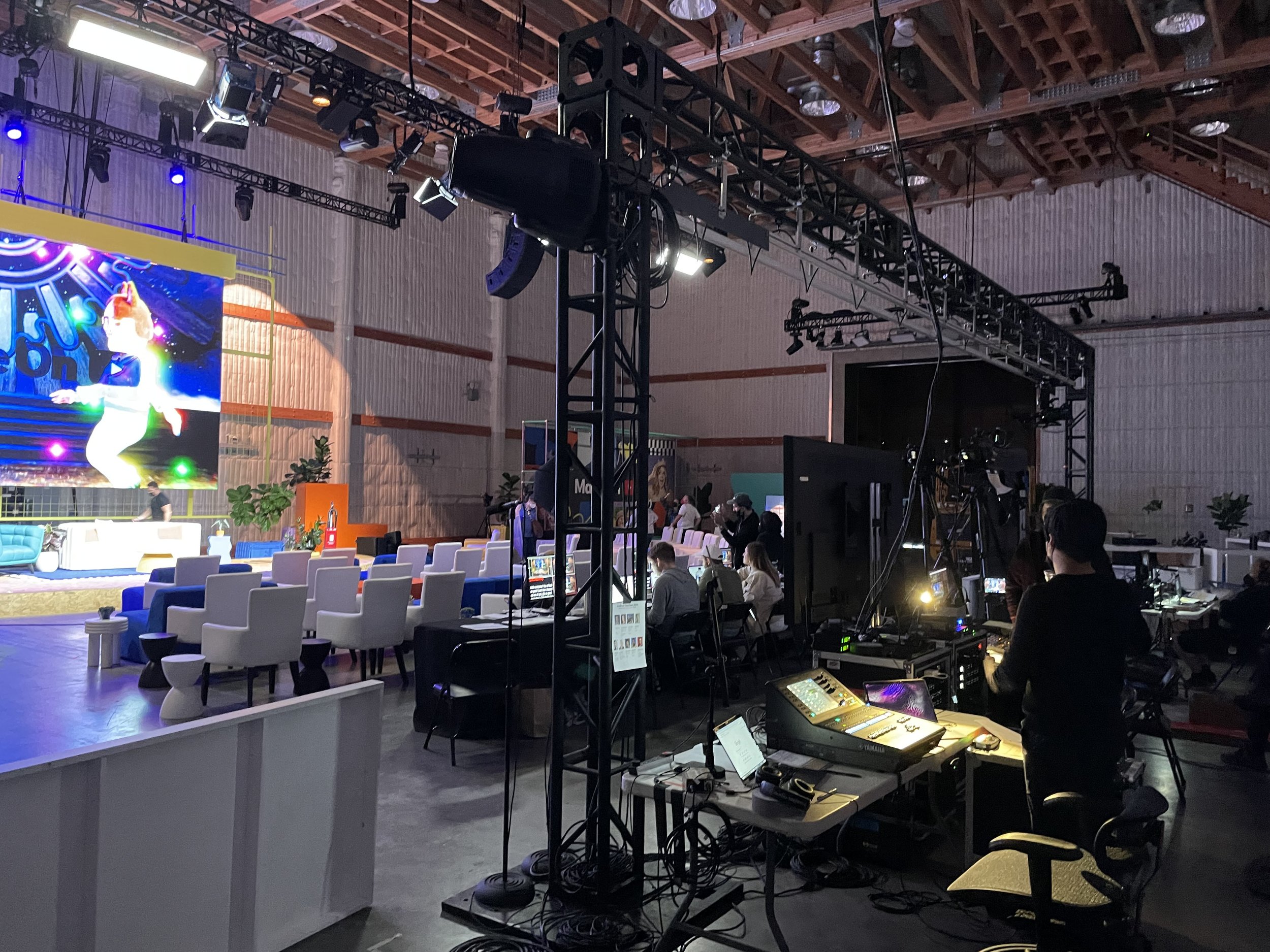 Live event production setup by JNSQ for executive communications and corporate events