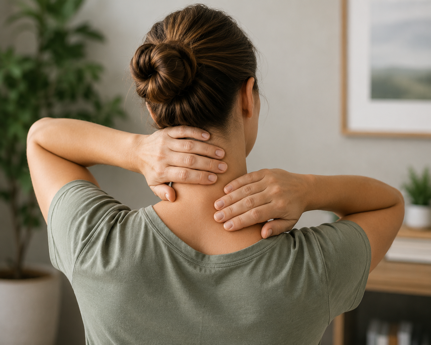 Woman with neck pain receiving thermography imaging