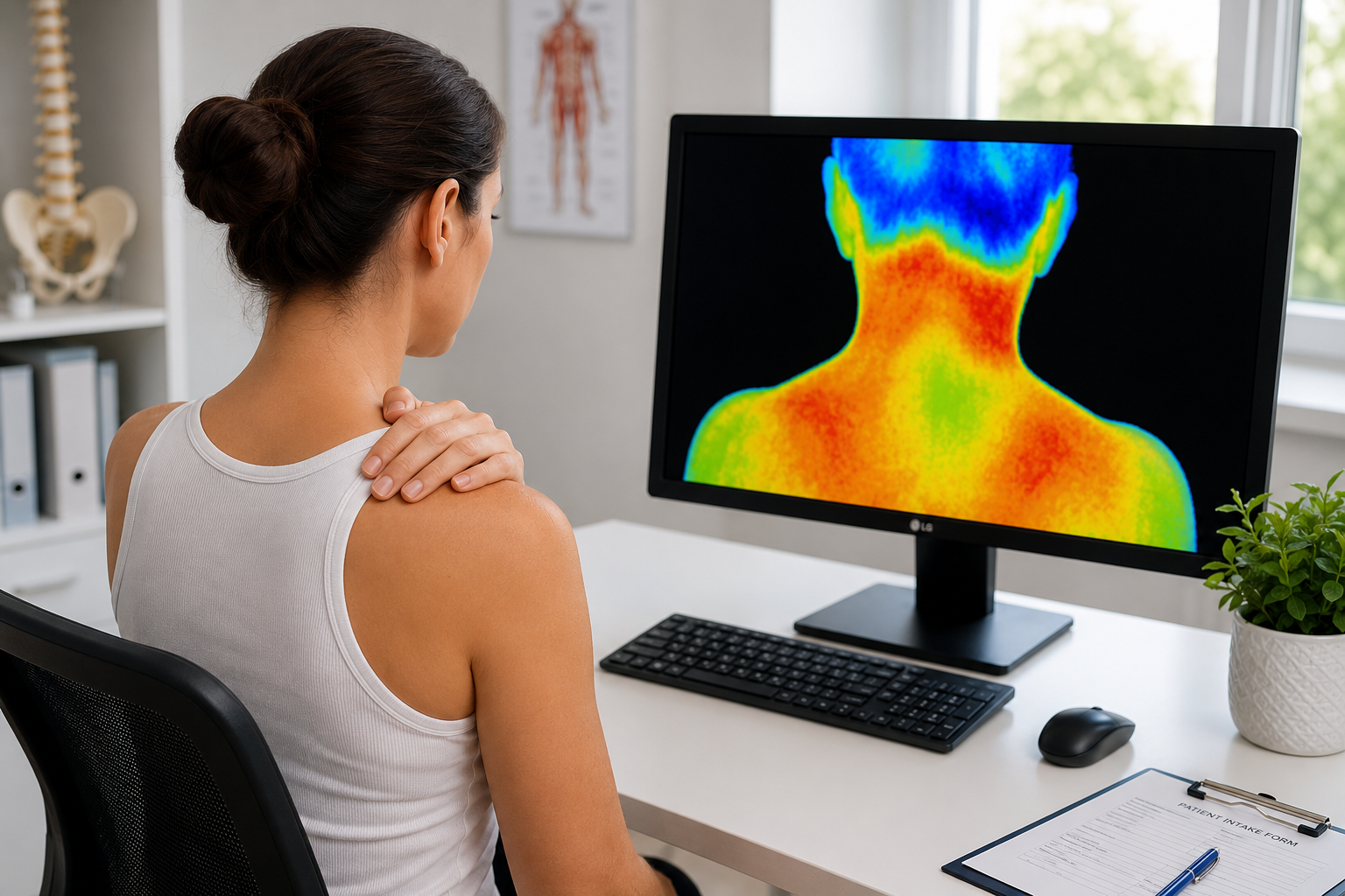 Thermography image highlighting shoulder area
