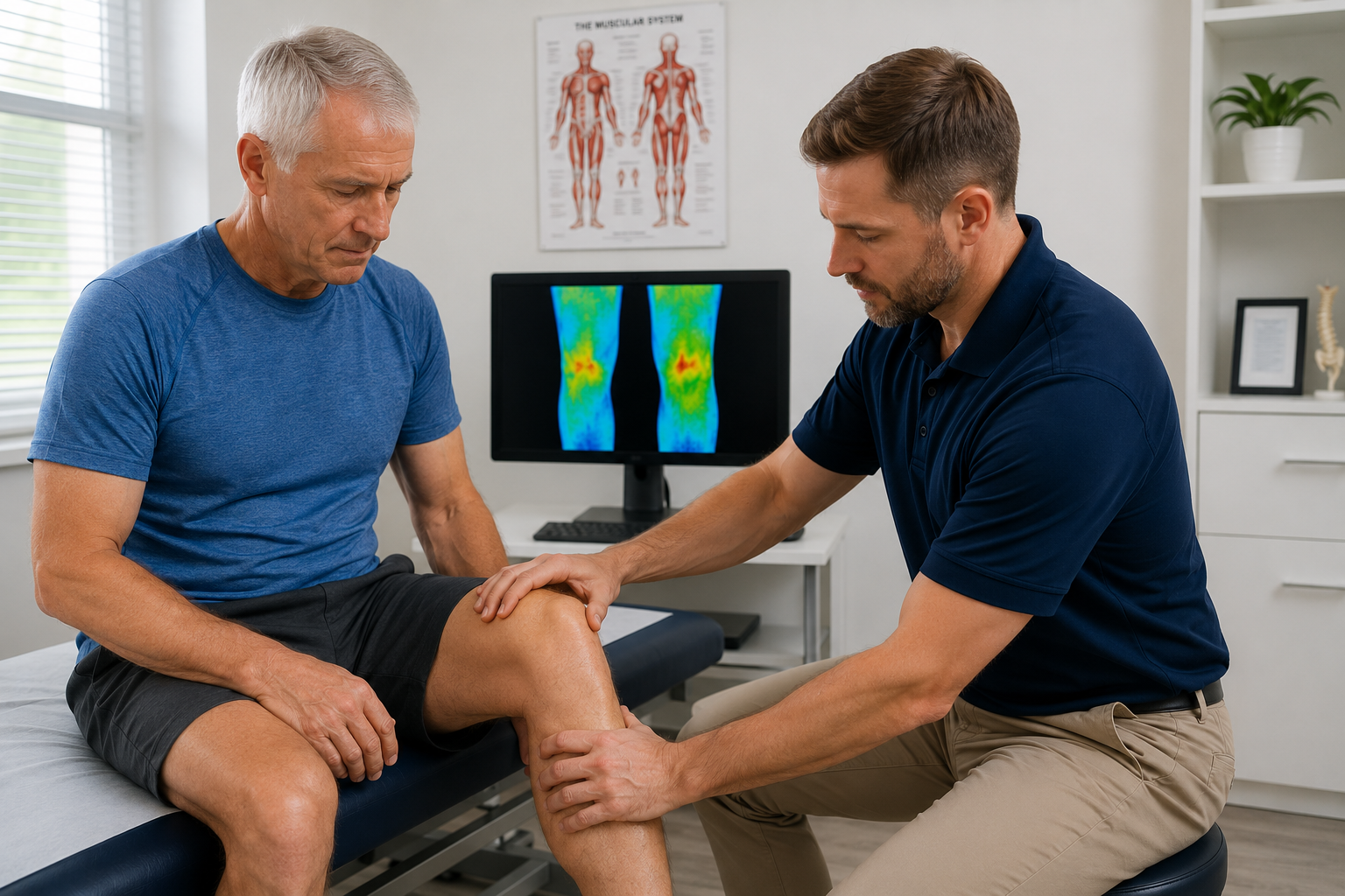 Thermography image highlighting knee pain