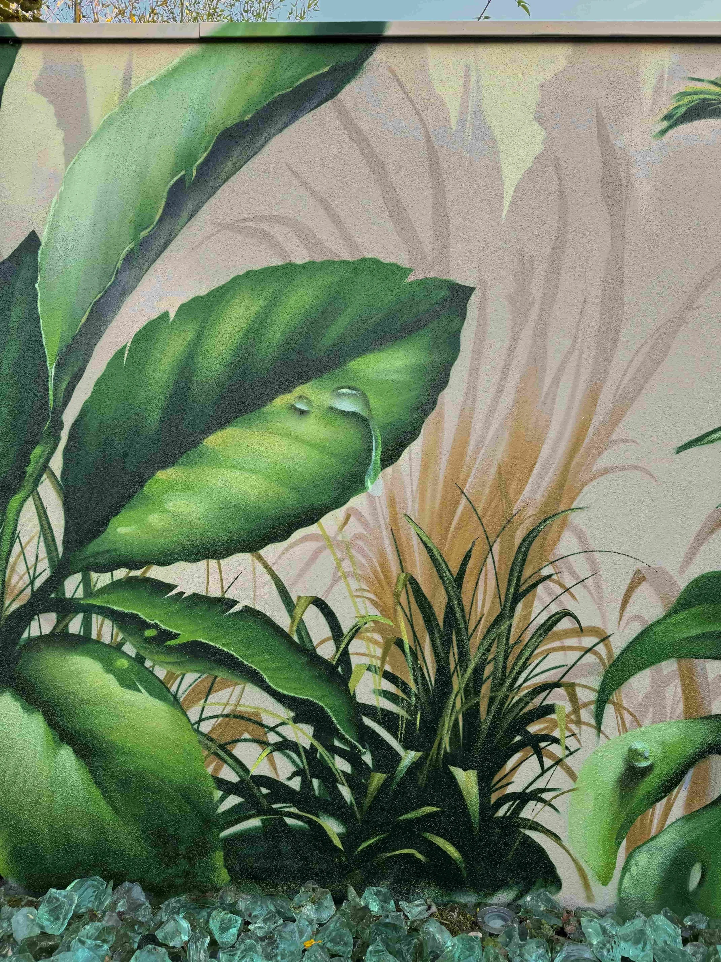 Detail eines handgemalten individuellen Wandkunstwerks