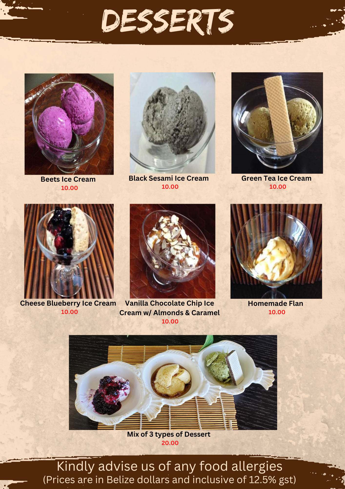 Taka Kitchen menu — Desserts