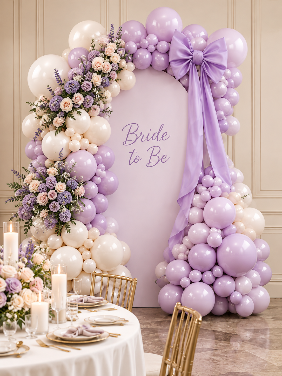 Lilac bridal shower installation