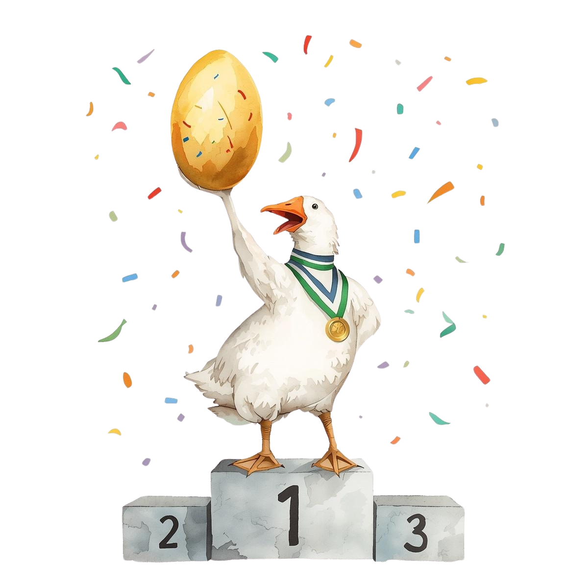 Nest Tested golden egg pick goose illustration