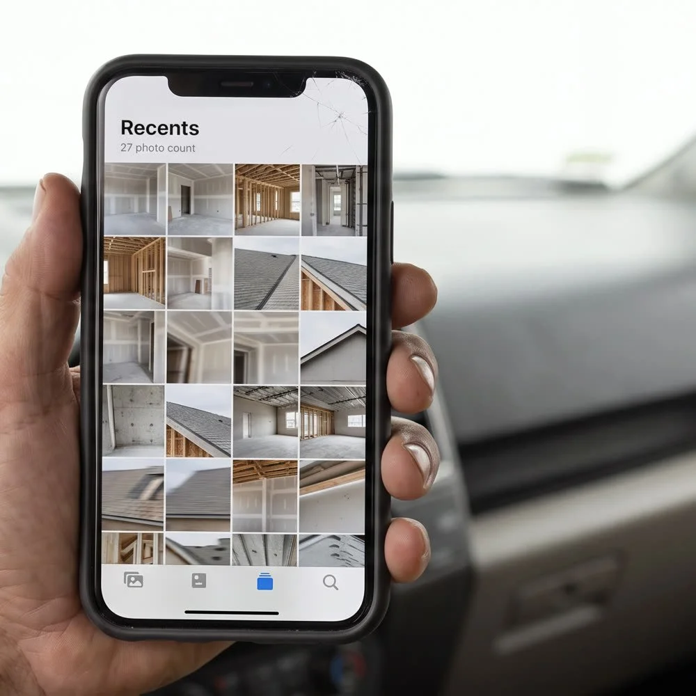 A phone camera roll of near-identical house photos