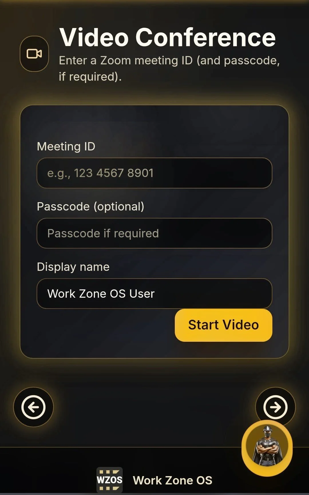 Video Conference screen