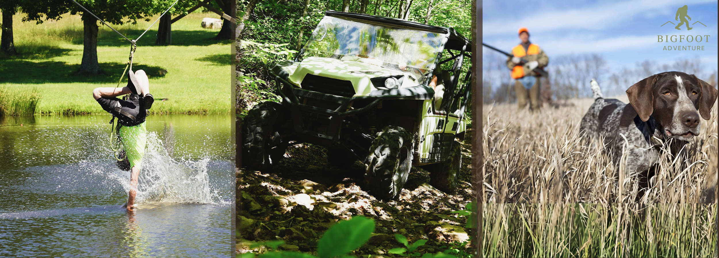 Zipline, side by side trail riding, and bird hunting at Bigfoot Adventure
