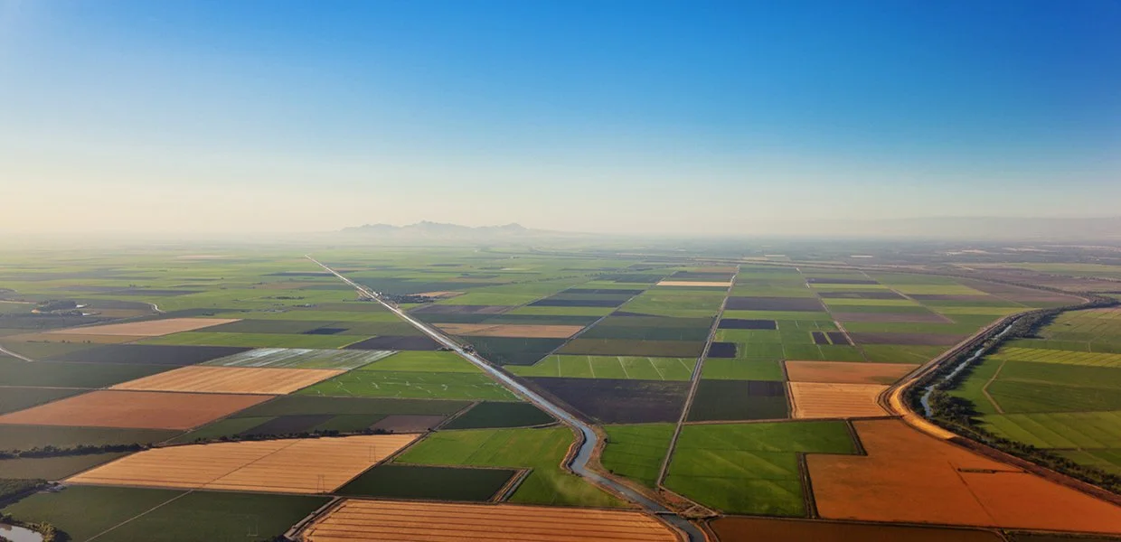 Aerial view of Central Valley farmland