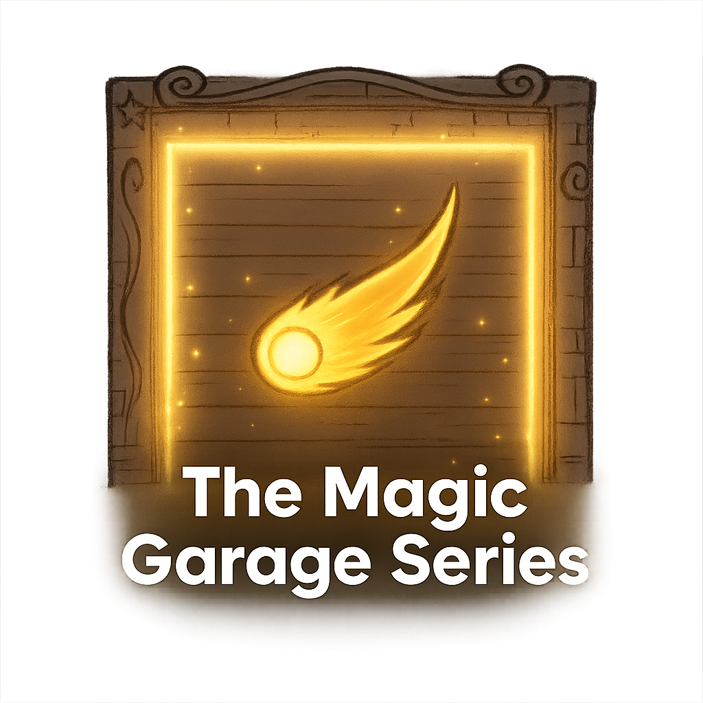 The Magic Garage Series button showing the glowing garage door