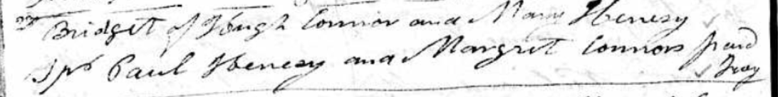 1832 Bridget Connor Baptism Detail