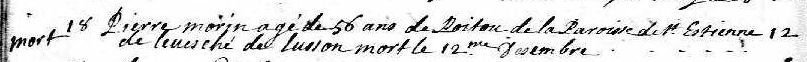 Burial register entry for Pierre Morin, 1706