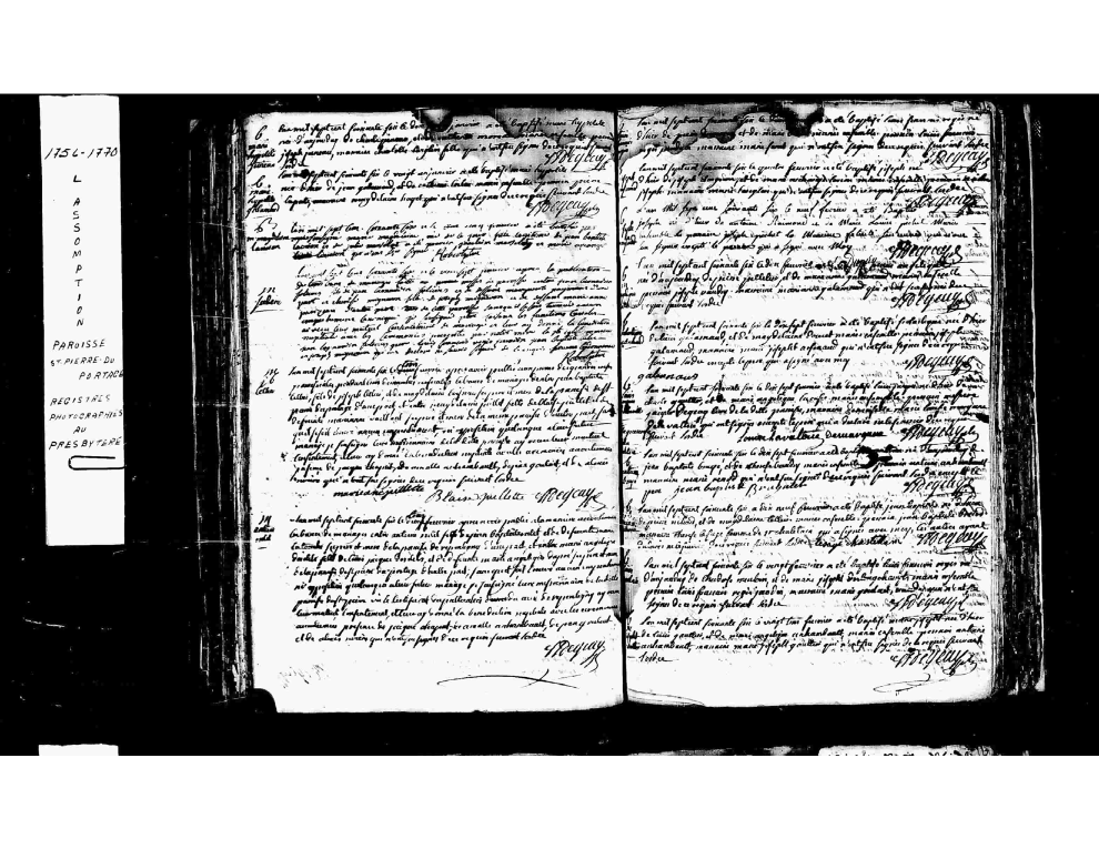 Marriage Record Jean Bernardin and Marie Therese Migneron 1766