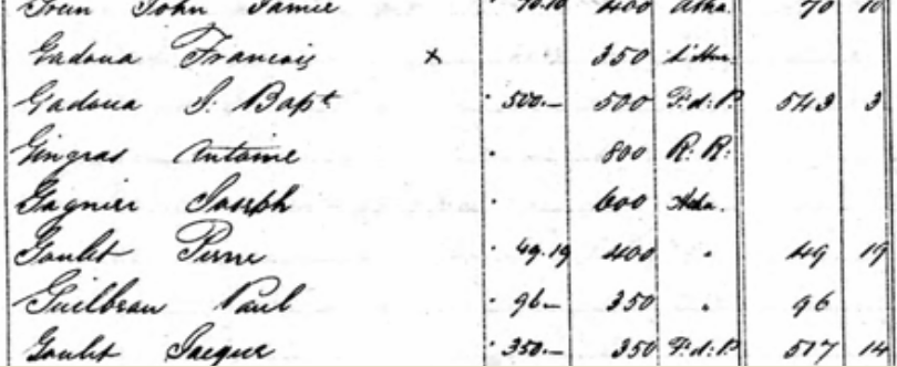 F.4/47 snip —  Guilbeau Paul (350 wages / 96 balance)  