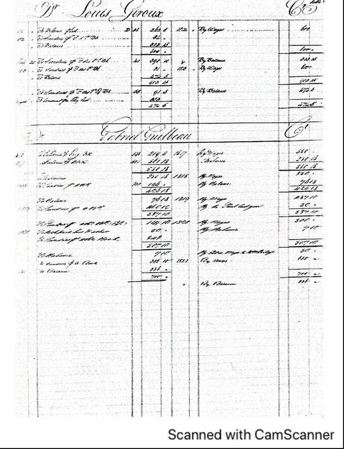 NWC Ledger showing Gabriel Guilbeau's multi-year account