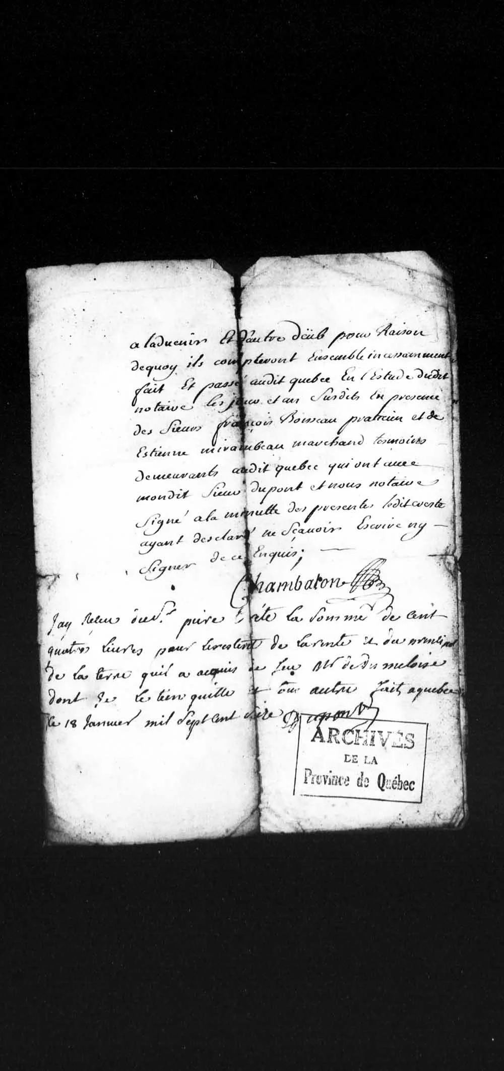 1712 Méloizes receipt, page 3 with 1716 endorsement