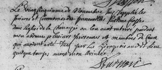 Mass burial record of Iroquois raid victims, 1689