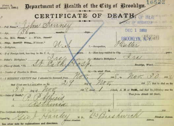 1888 Death John Kenny Hatter