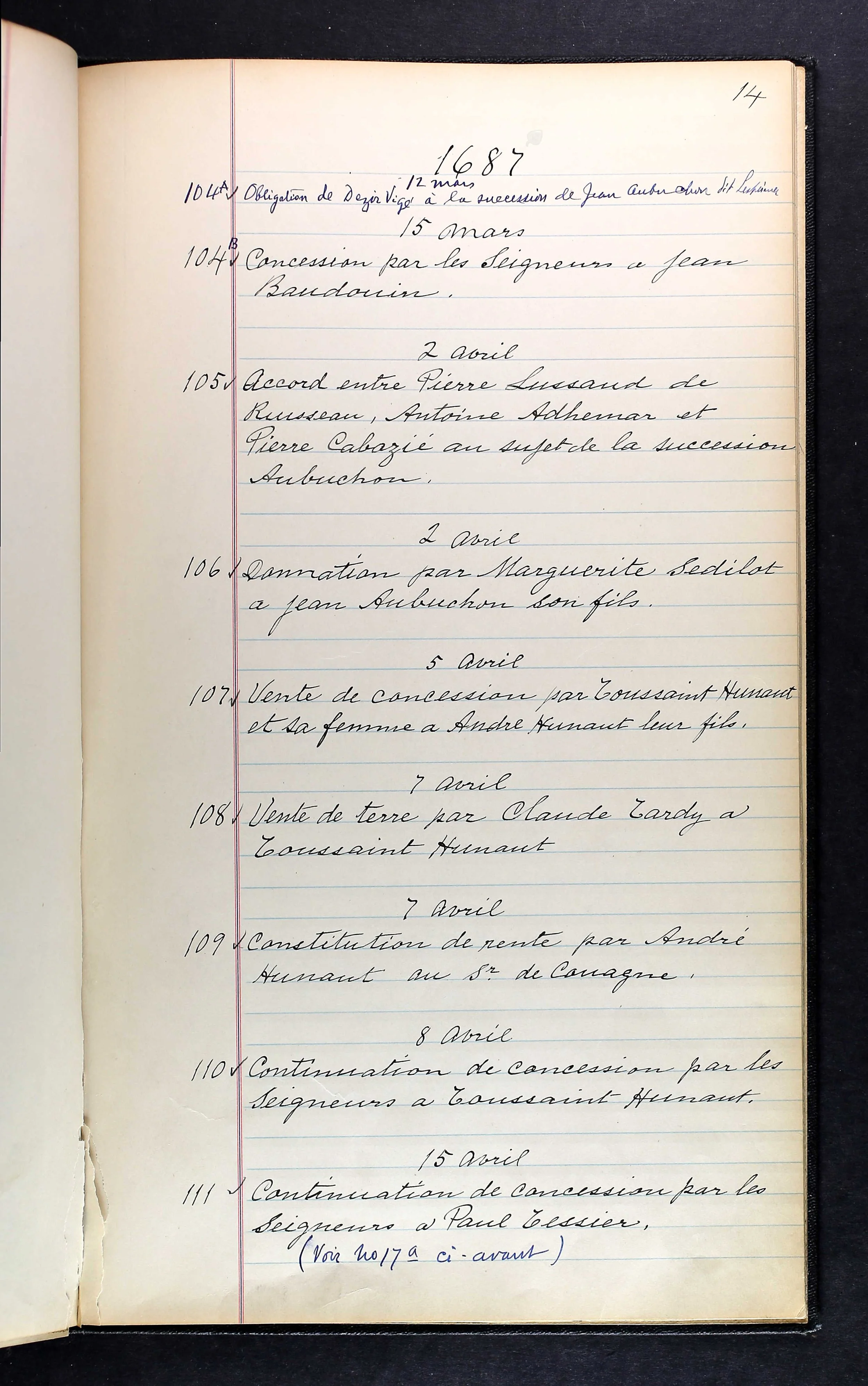 1691 widow settlement document showing Marie Lorgueil