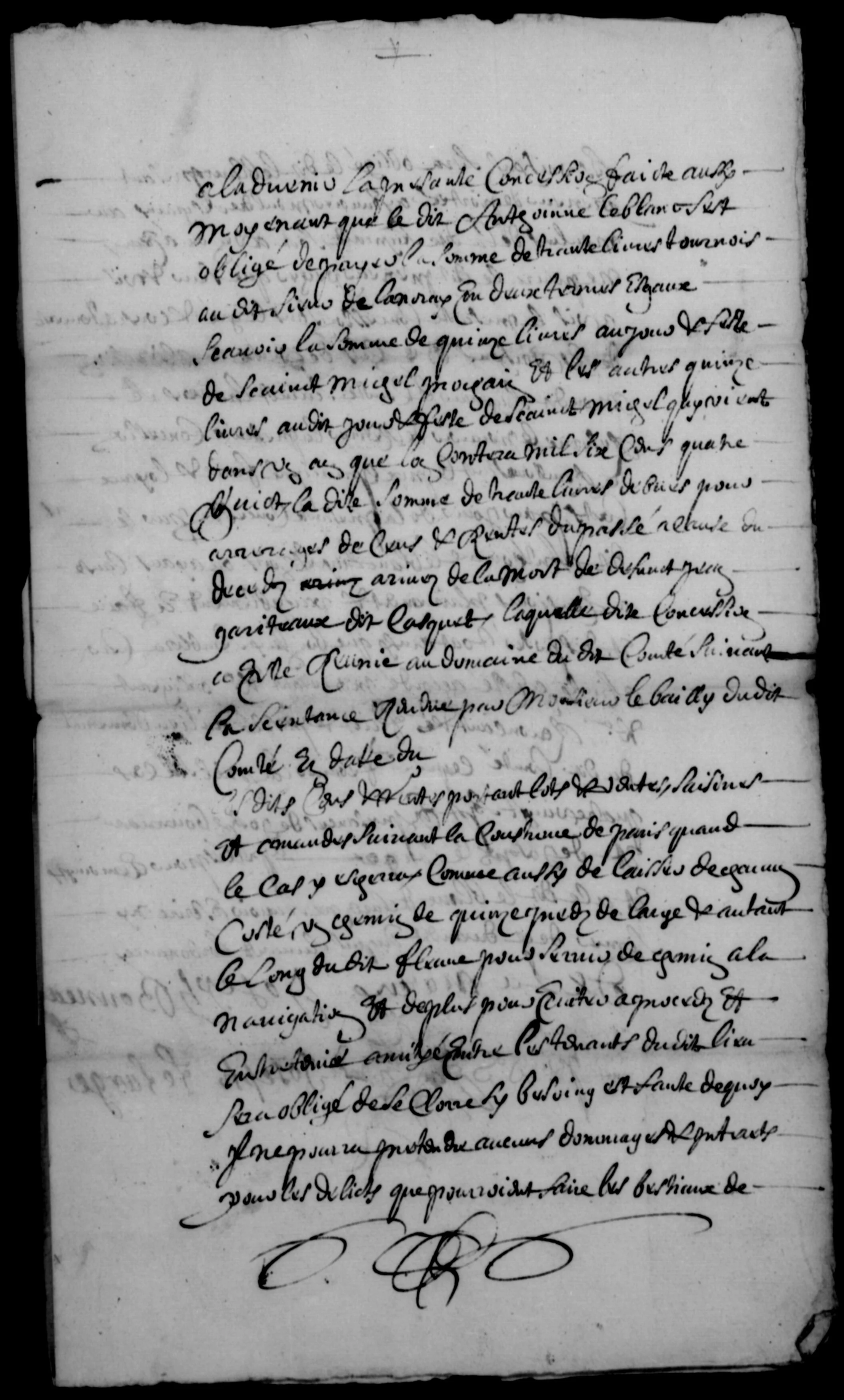 Fourth leaf of the 1687 concession, with the arrears clause
