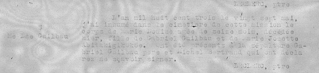 Marie Louise burial, 1803